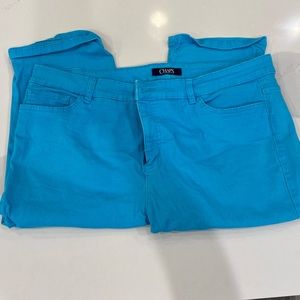 CHAPS woman’s denim capri. Turquoise. Great condition.